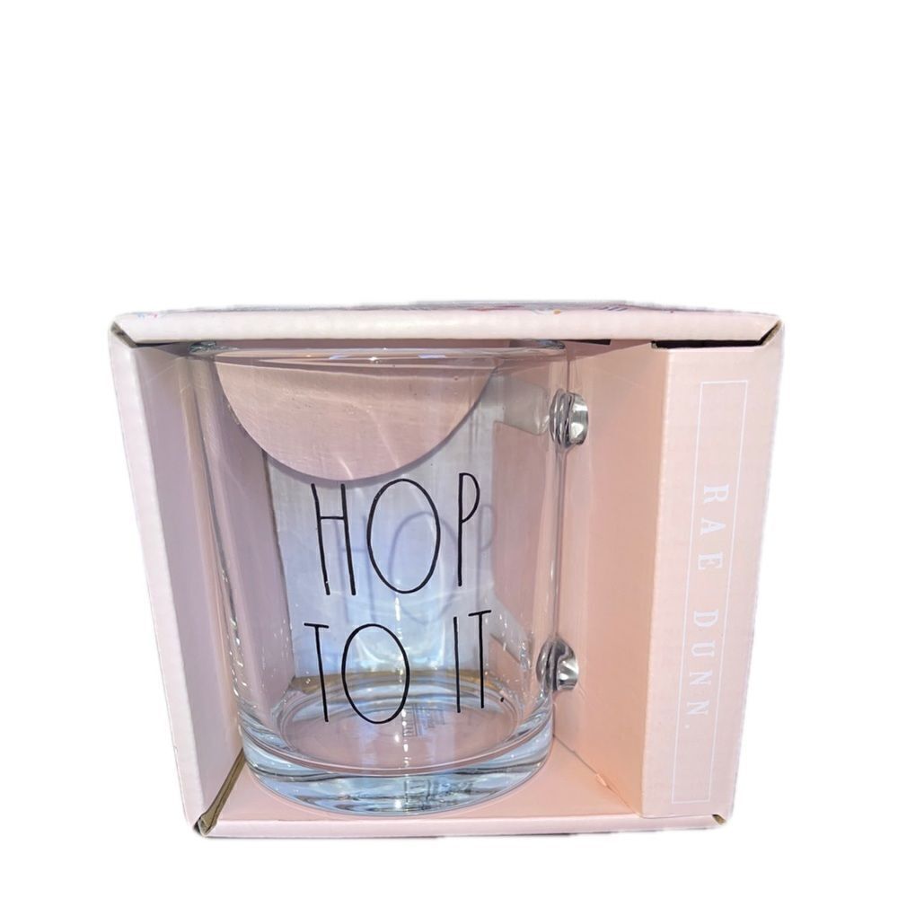 Rae Dunn By Enchante 18 Oz. Glass Mug “Hop To It.”Easter New